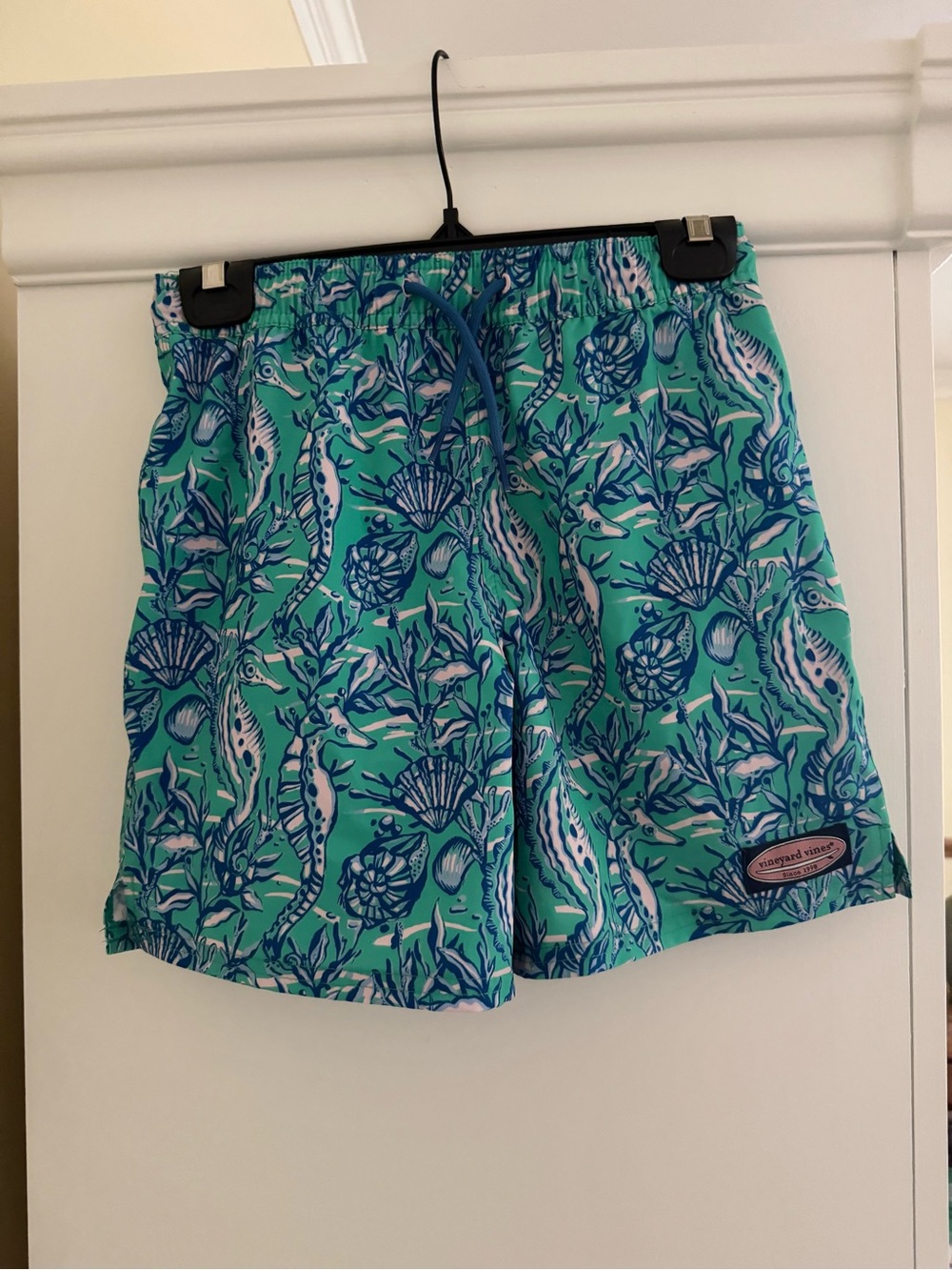 Vineyard Vines Seahorse & Shell Print Trunks - Aqua & Navy